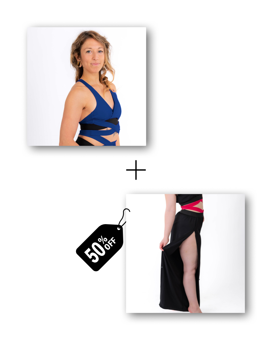 Wrap top in deep blue sea / Pre-Workout & Flow Pants Bundle in classic black