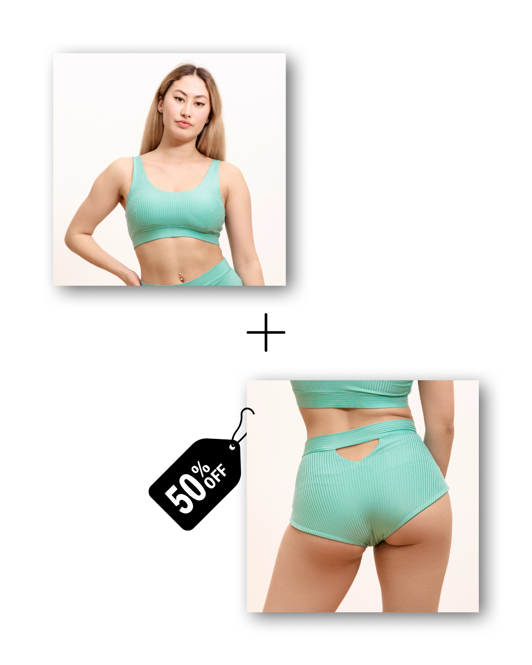 Basic Set Bundle in ribbed ocean mint