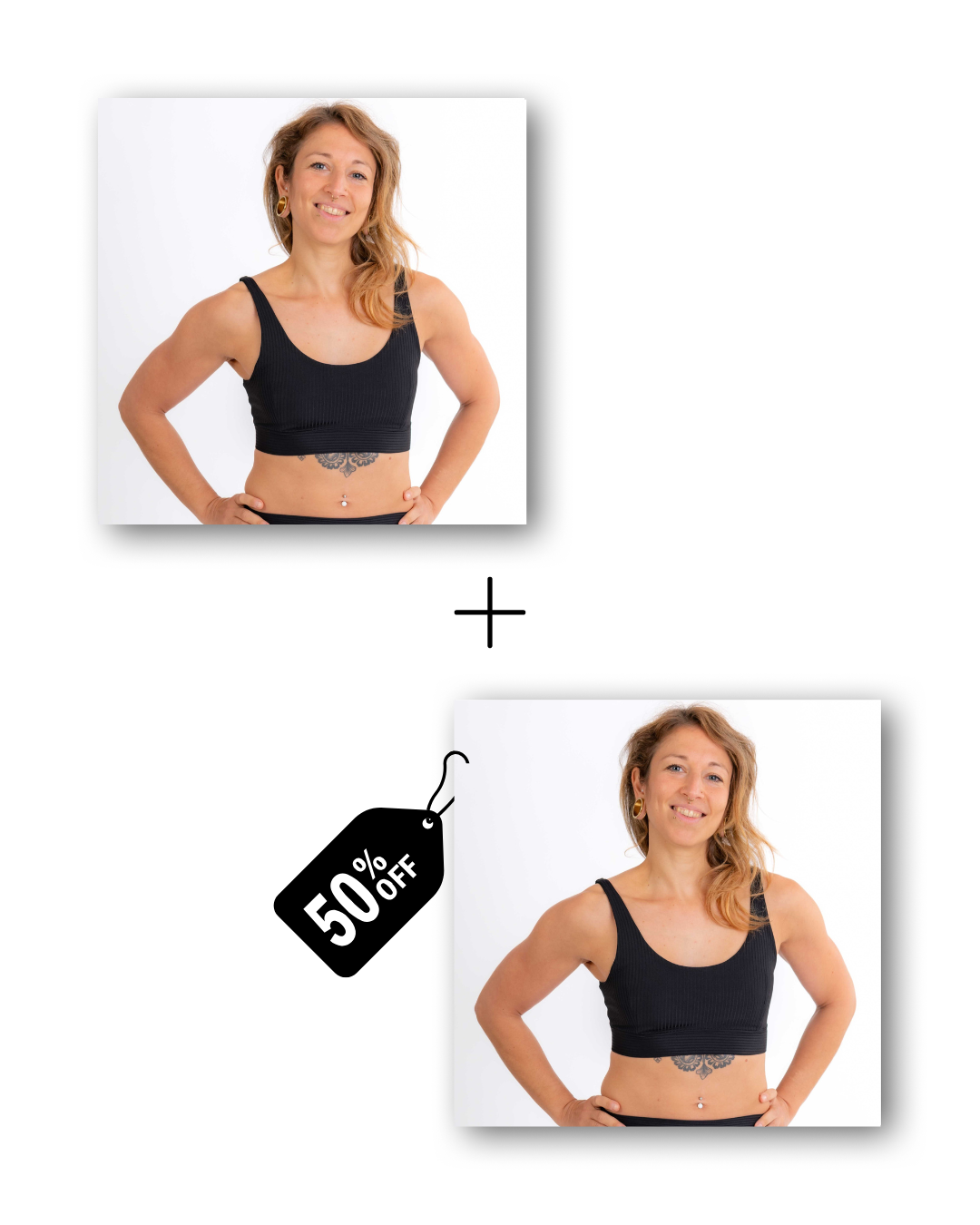 Basic top bundle in ribbed black