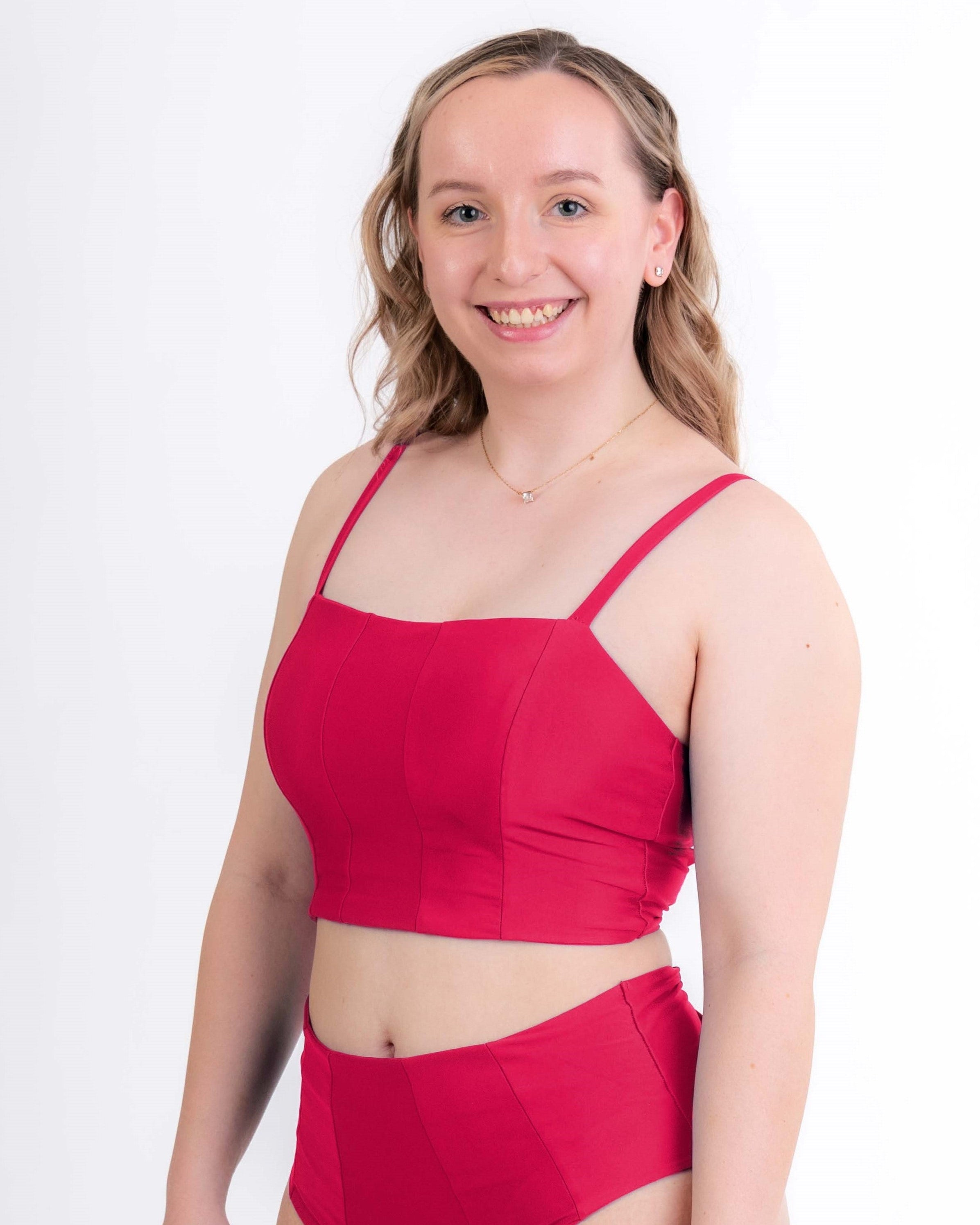 Corset top in dangerously pink