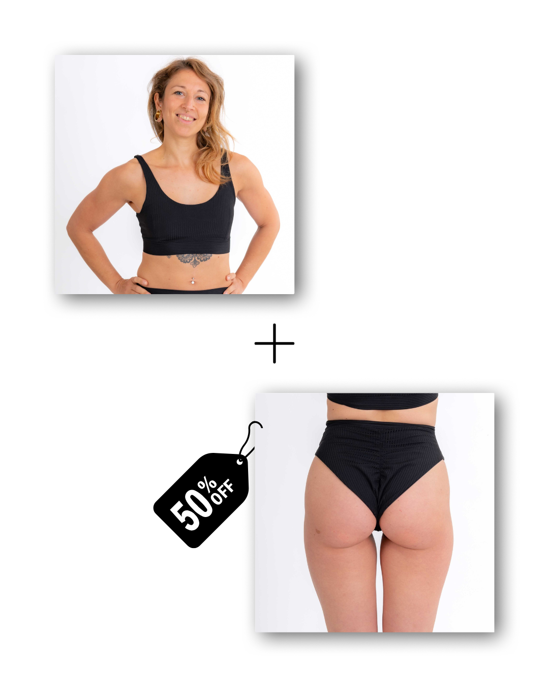 Basic top &amp; A-line shorts bundle in ribbed black 