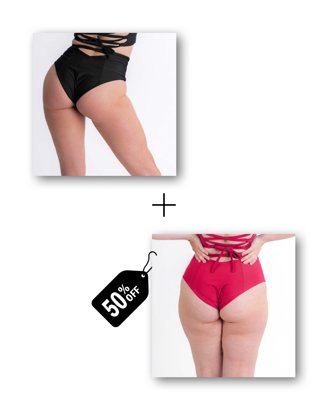 Corset Shorts Bundle in classic black / dangerously pink 