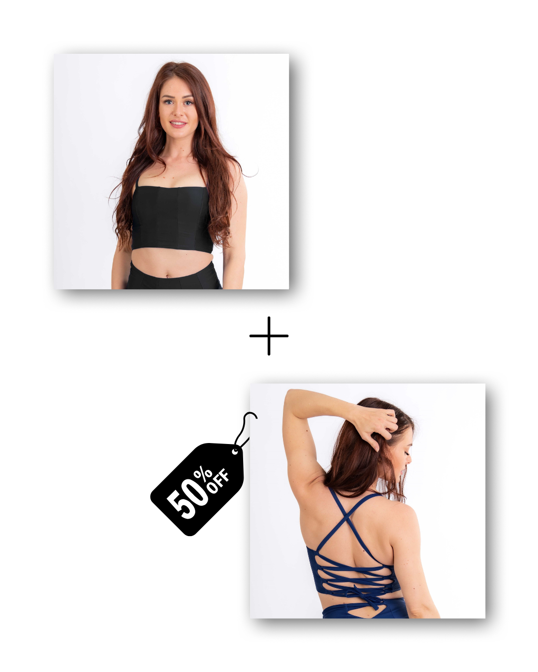 Corset top bundle in classic black / deep blue sea 