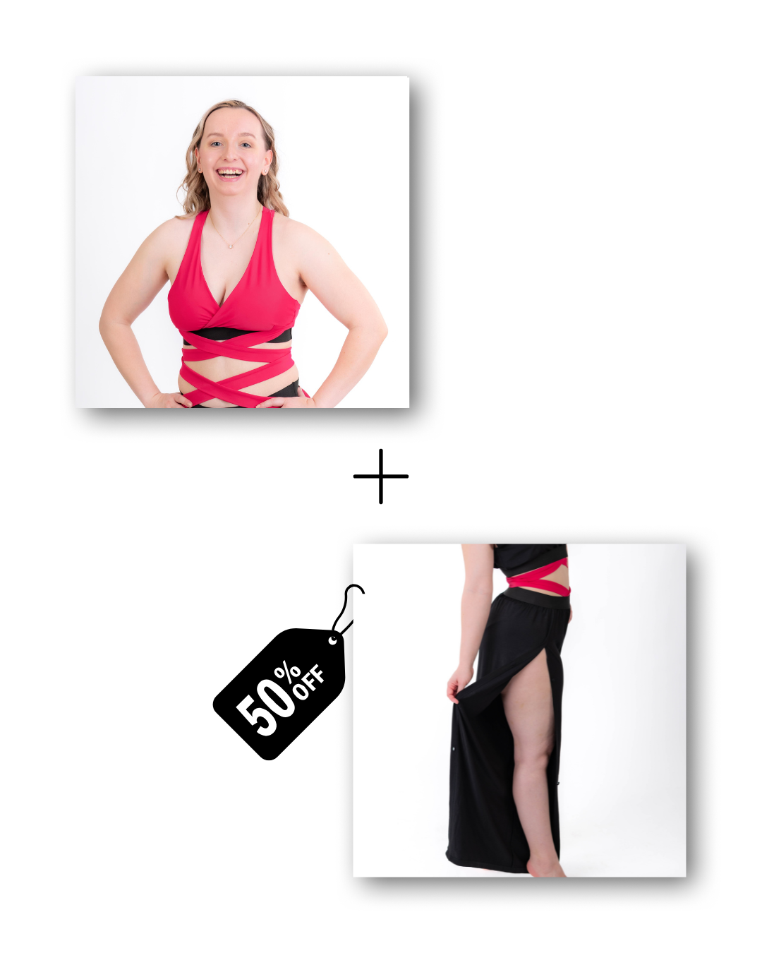 Wrap Top in dangerously pink / Pre-Workout &amp; Flow Pants Bundle in classic black 