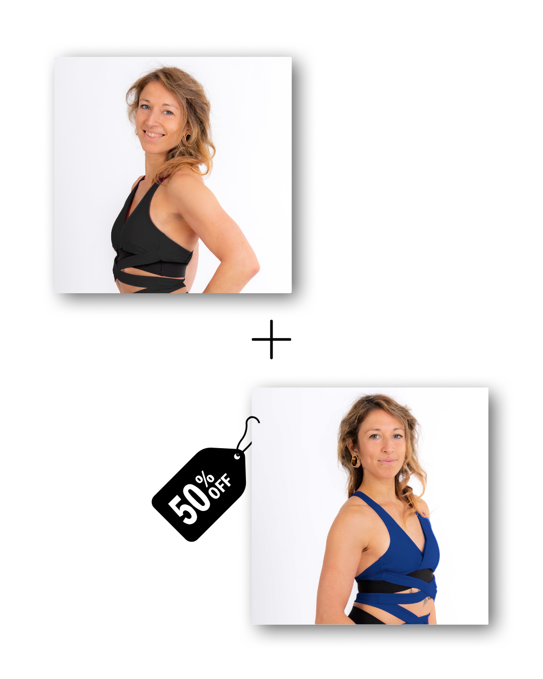 Wrap Top Bundle in classic black / deep blue sea