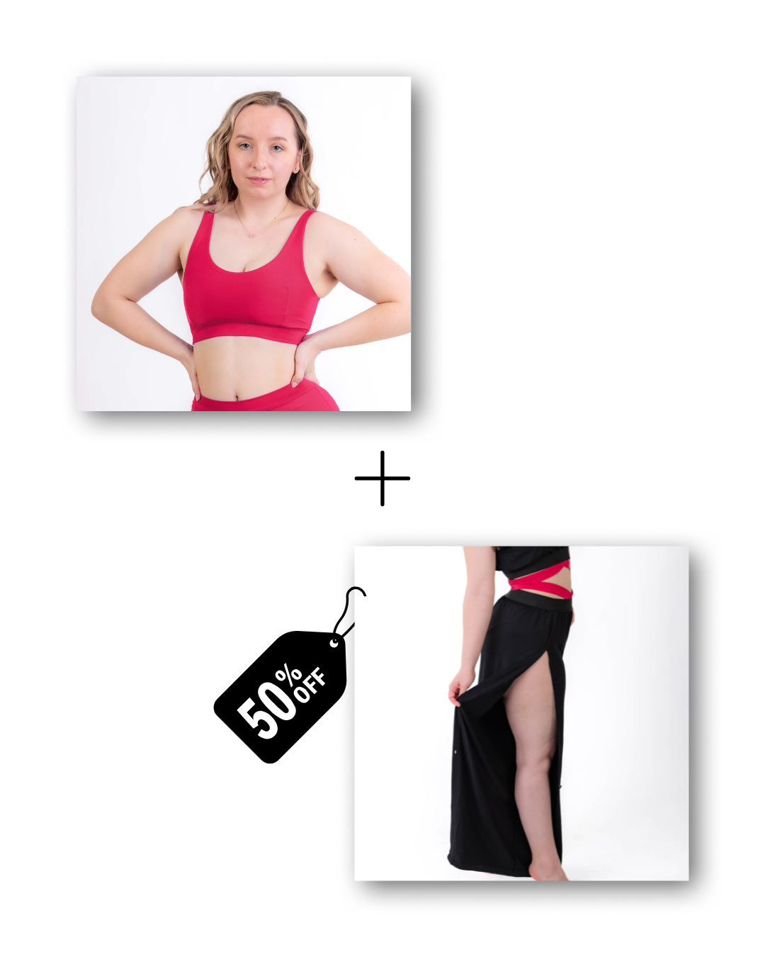 Basic top in dangerously pink / pre-workout &amp; flow pants in classic black bundle 