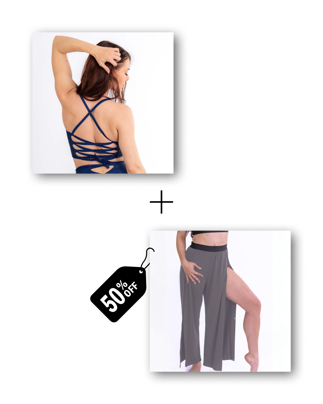 Corset Top in deep blue sea / Pre-Workout & Flow Pants in mouse gray Bundle