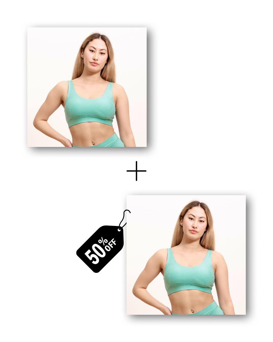 Basic top bundle in ribbed ocean mint