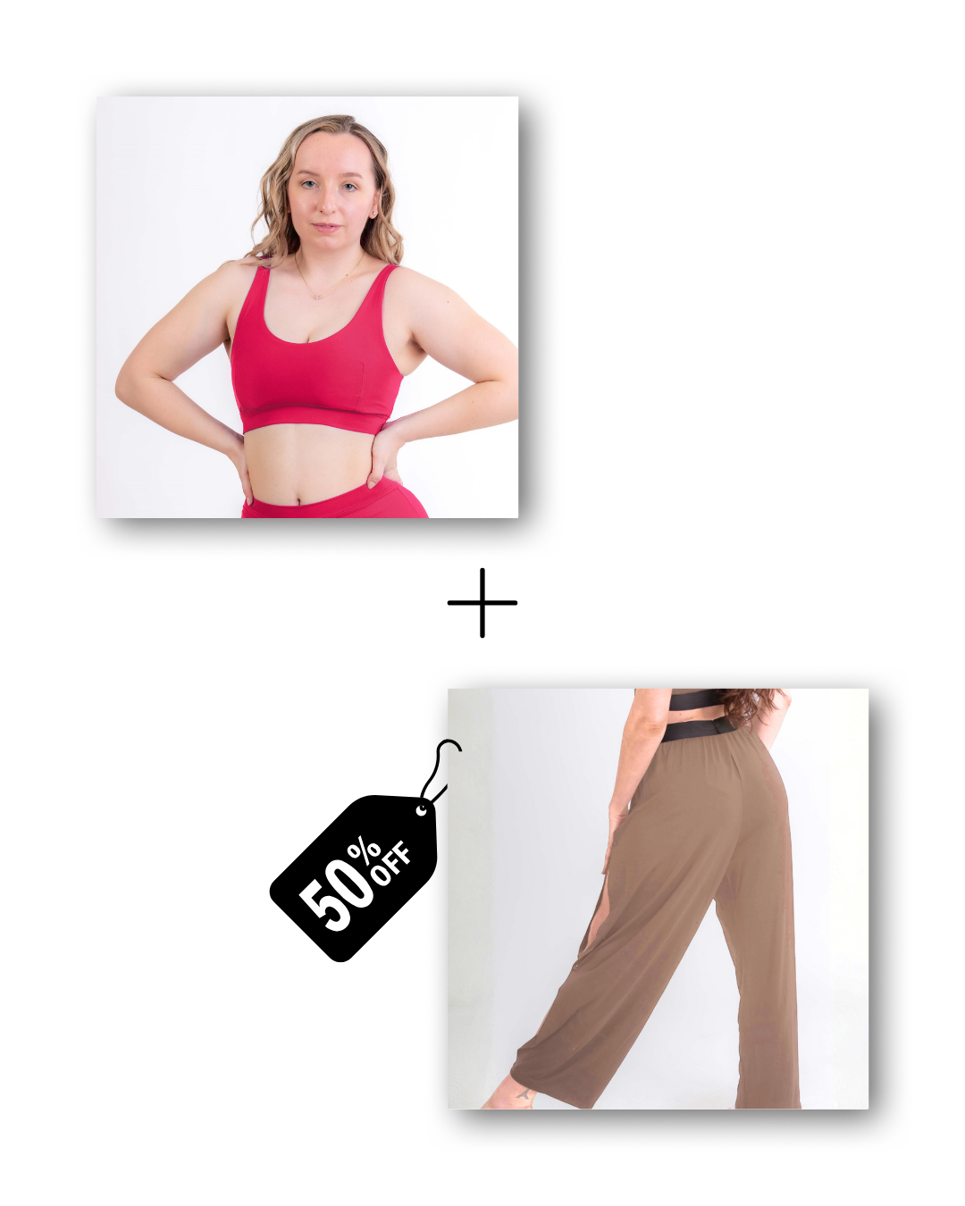 Basic top in dangerously pink / pre-workout &amp; flow pants in cloudy taupe bundle 
