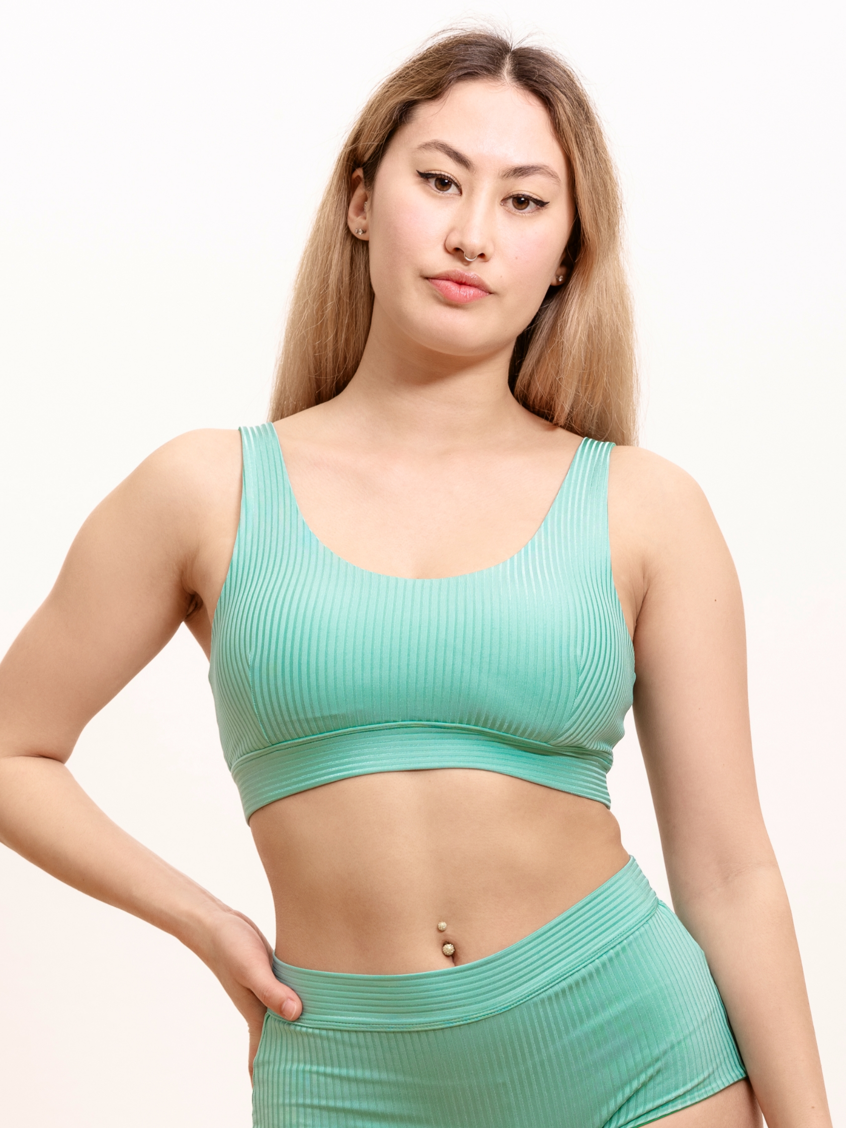Basic Top in ribbed ocean mint