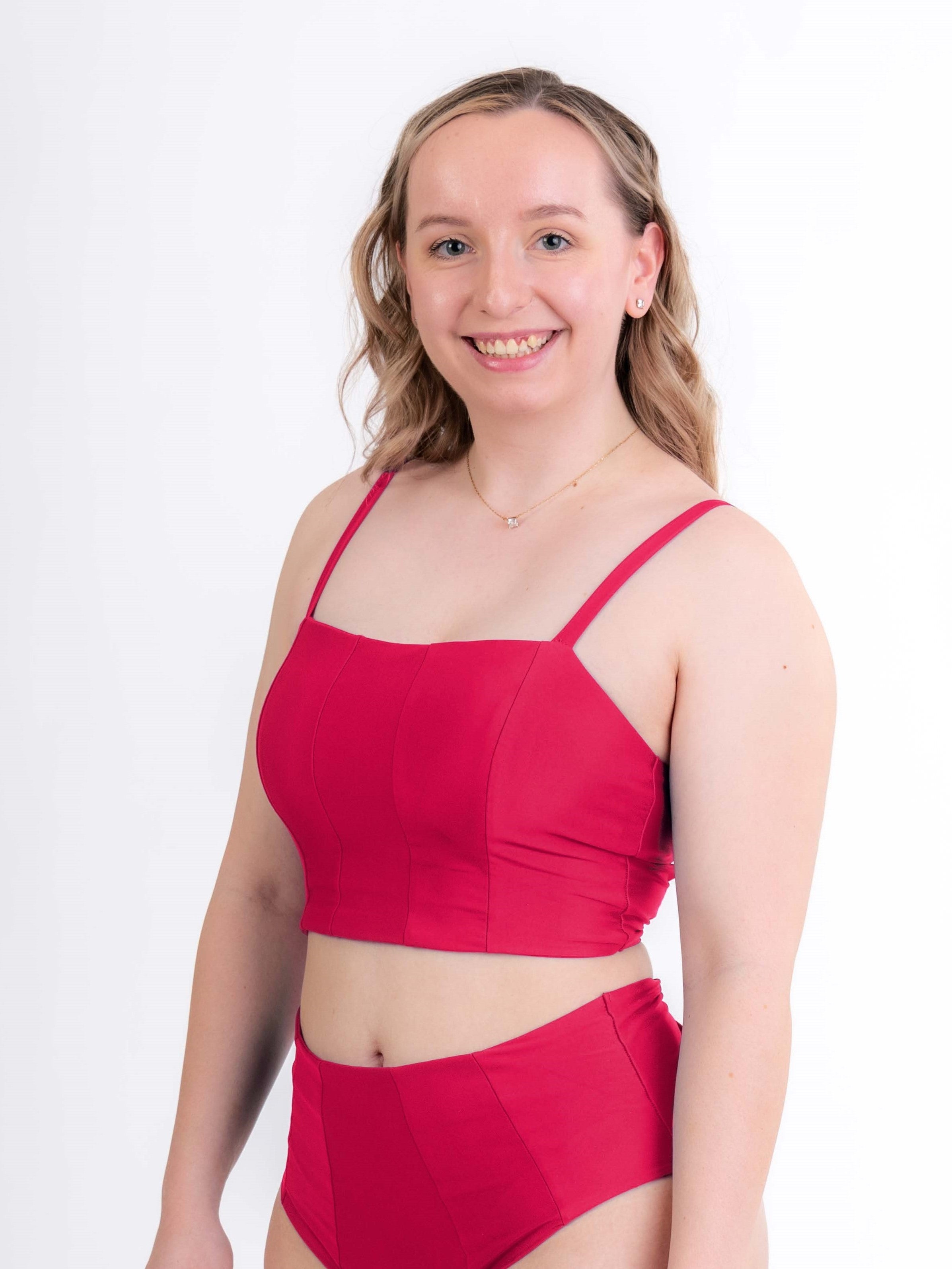 Corset top in dangerously pink